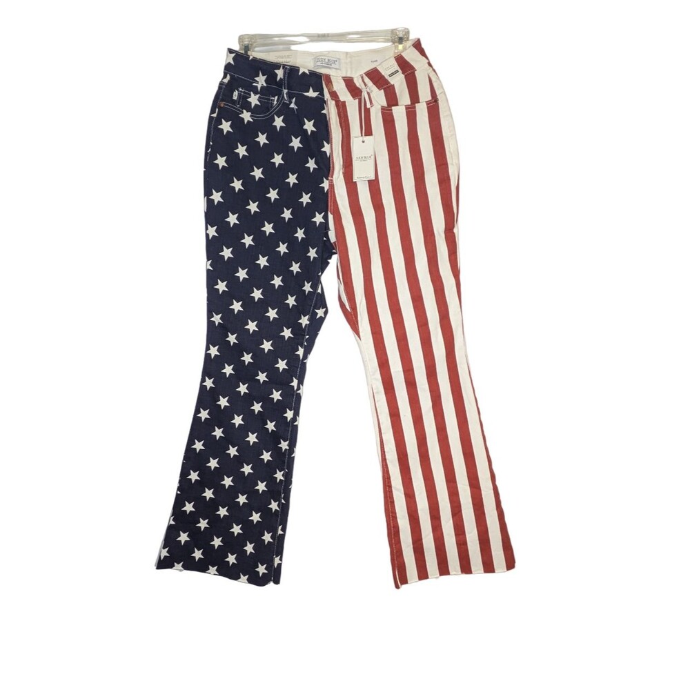 Judy Blue American Flag Denim Jeans Size 16W High Rise Flare Stars Stripes NEW